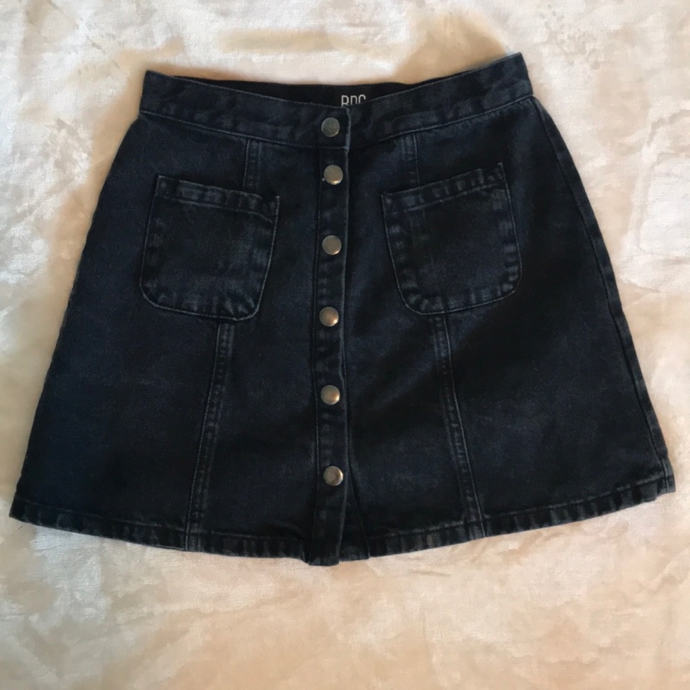 Black Wash Denim Skirt